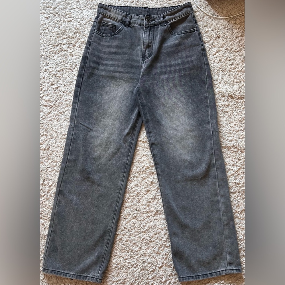 Classic Gray wide leg jeans for girls
